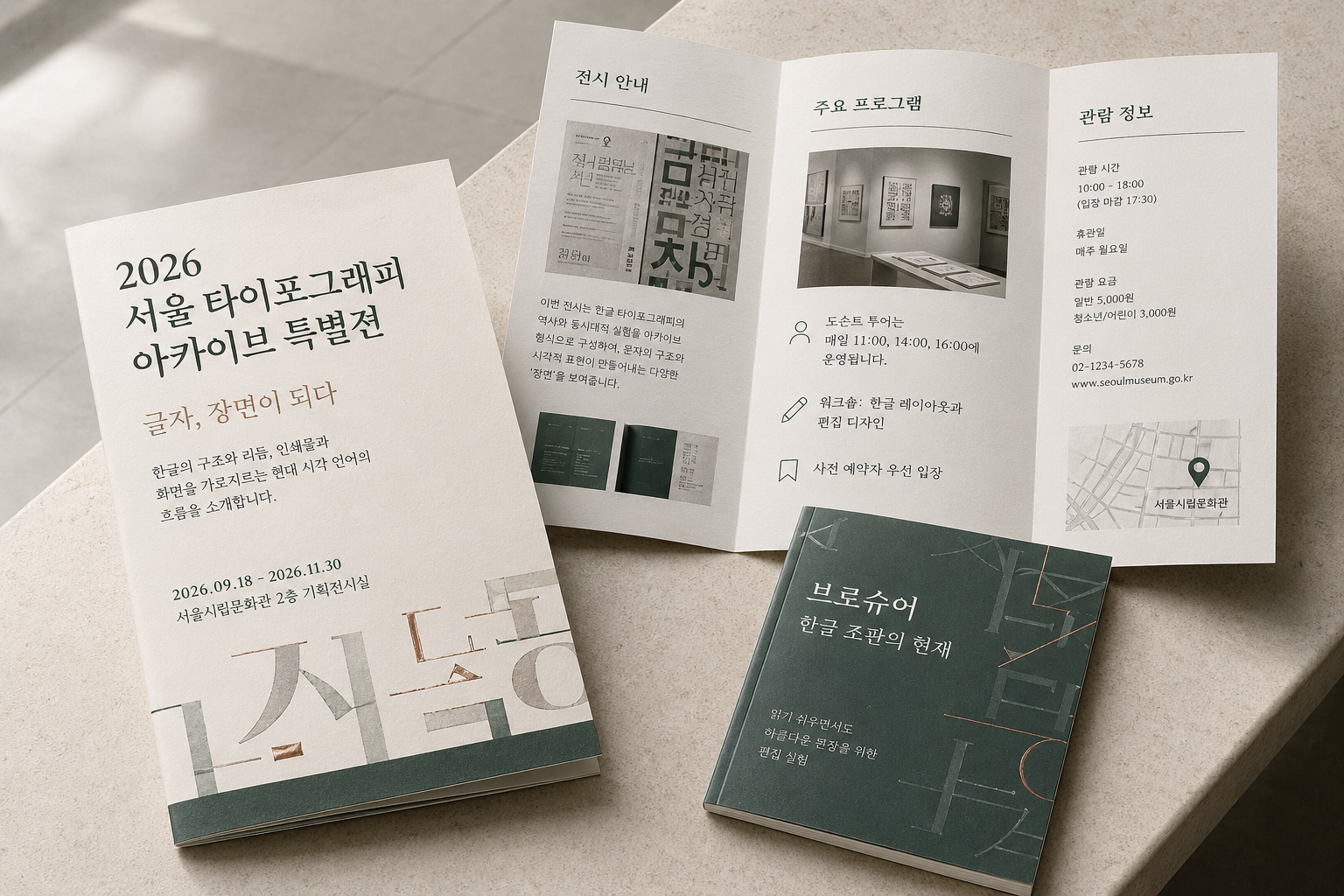 타이포그래피 아카이브 전시 브로셔 — GPT Image 2.0 생성